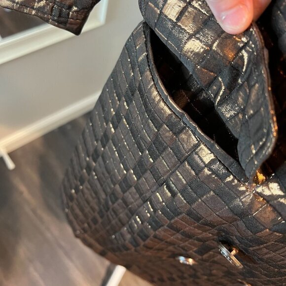 Vertigo Paris Bronze Amelia Metallic cropped sleeve trench jacket, Size Small - Picture 10 of 16